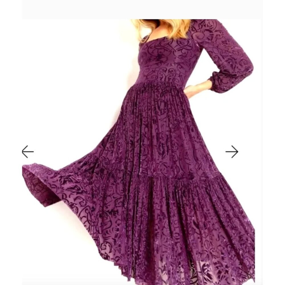 NWT BLACKMILK Fae Queen Plum Burnout Velvet Dress Size Large